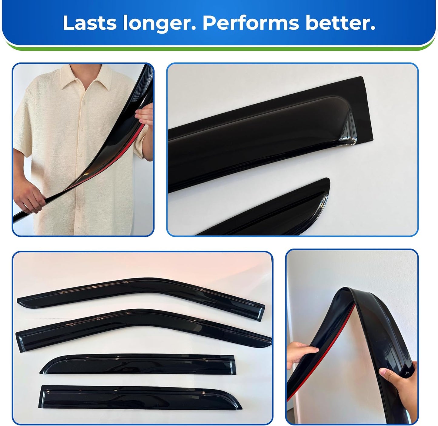 KPY Window Visor Compatible with Toyota Corolla Sedan 1993-1997, 4PC Rain Guard Side Window Vent Deflectors Tape-On Mugen Style, 1993 1994 1995 1996 1997