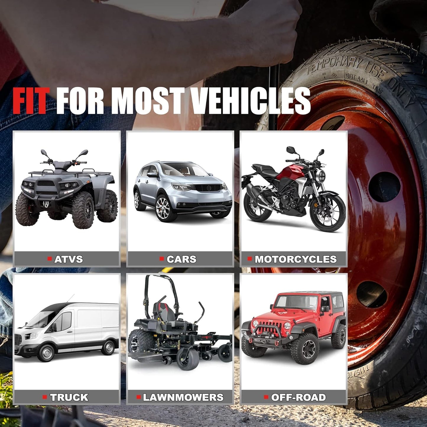 Economical Tire Repair Kit to Fix Punctures and Plug Flats, 10-Piece Value Pack, Ideal for Cars, Trucks, Motorcycles, ATV, with Storage case