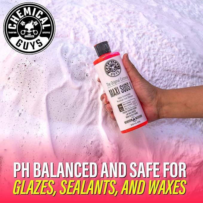 Chemical Guys CWS_101_16 Maxi-Suds II Foaming Car Wash Soap (Works with Foam Cannons, Foam Guns or Bucket Washes) Safe for Cars, Trucks, Motorcycles, RVs & More, 16 fl oz, Cherry Scent