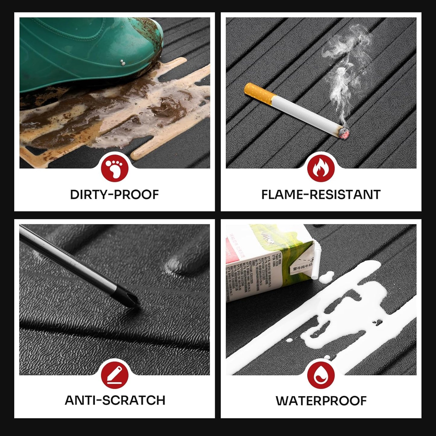 Powerty Floor Mats for 2023-2025 Chevy Colorado/GMC Canyon Accessories, All Weather Car Liners TPE Truck Mats, 1st & 2nd Row Black