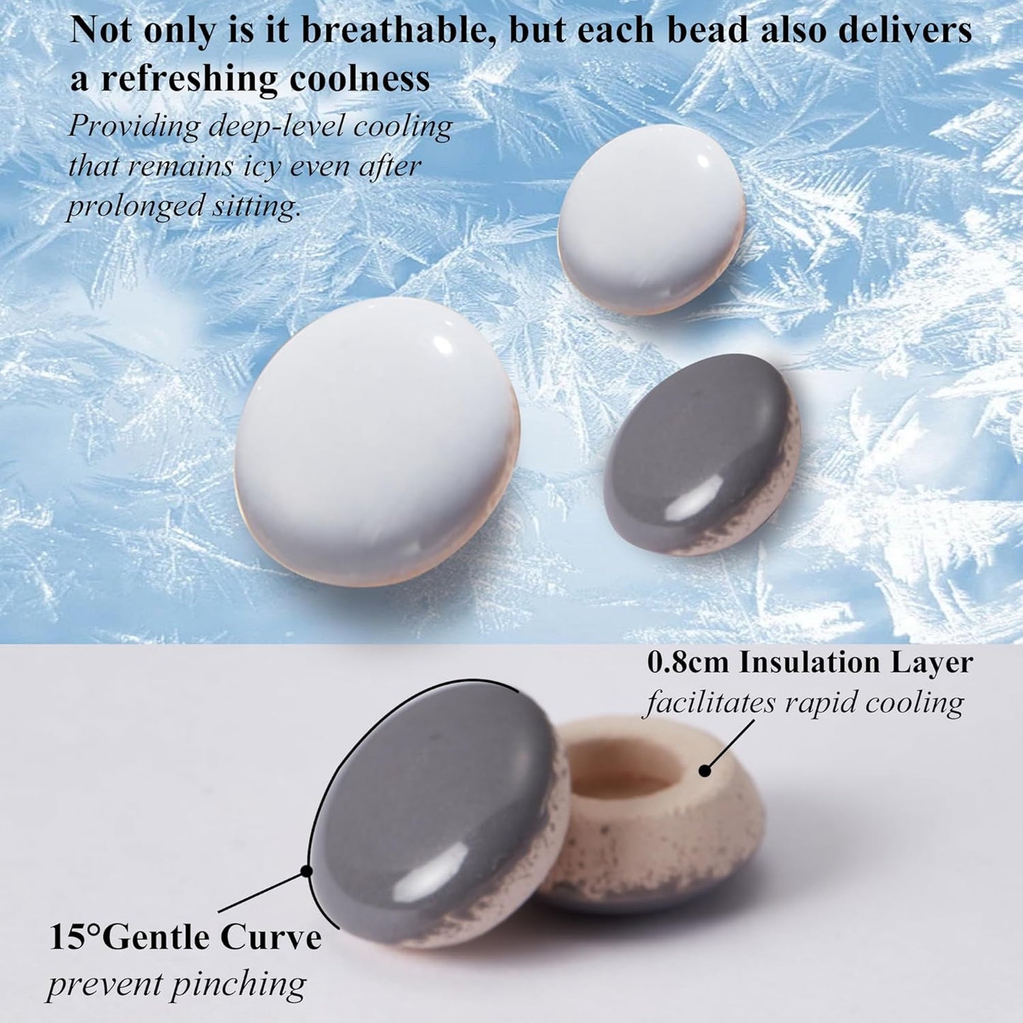 HOMREST Cooling Car Seat Cushion Back Pain Relief Ceramic Beaded Seat Cover Comfy Extreme Summer Massage Seat Pad for Car, Trucks,Executive Office Chairs(Grey)