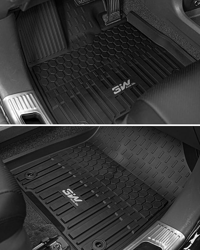 3W Floor Mats for Toyota Sienna 2021-2026 8 Seat LE/XLE, TPE All Weather Custom Fit Floor Liner for Toyota Sienna 1st, 2nd and 3rd Row, Black (Only for 8 8assenger)