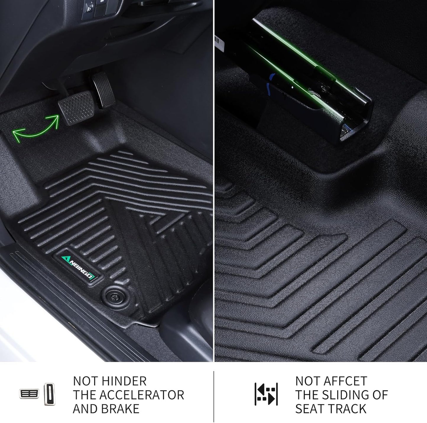 ANBINGO® Floor Mats & Cargo Liner for 2025 2024 2023 Mazda CX-50 AWD (Non Hybrid) | All Weather TPE CX50 Floor Liners | 1st & 2nd Row Custom Mats Full Set | CX50 Accessories - Black