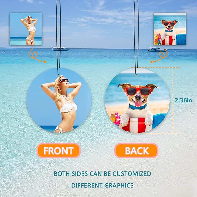 Custom Air Freshener for Car - Double Sided photo Personalized Air Freshener for Car with Multiple Fragrances Decorations for Wardrobe, Bathroom,Hanging Ornaments (Unique Scented Gift) (Round)