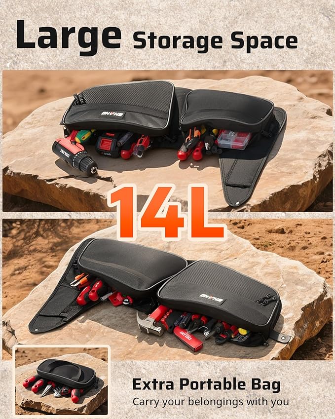 Ehaho 2026 2025 2024 RZR 1000 XP Front Door Bags, Large Space UTV Storage Side Tool Bags Waterproof Scratch-Resistant Wear Resistant Zippers Compatible With 2024/2025/2026+ Polaris RZR XP 1000/4 1000
