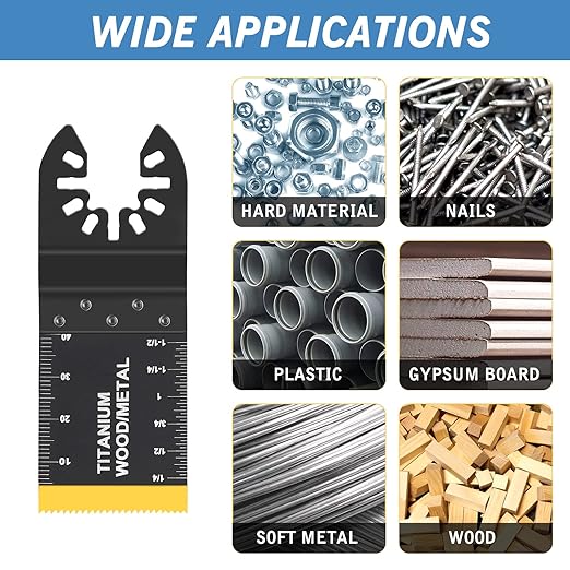 20 Pcs Oscillating Saw Blades Universal Wood Plastics Metal Titanium Multitool Blades Kits Fit Dewalt Rockwell Milwaukee Makita Bosch