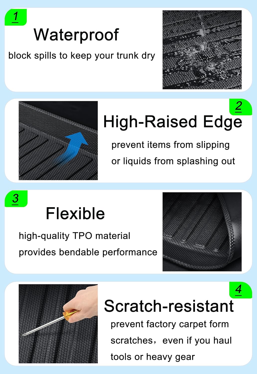 RAV4 Floor Mats Compatible with 2025 2024 2023 2022 2021 2020 2019 Toyota RAV-4，All Weather Protection Waterproof Durable Anti-Slip Odorless Custom-fit TPE Floor Liner Front and Rear Row Set