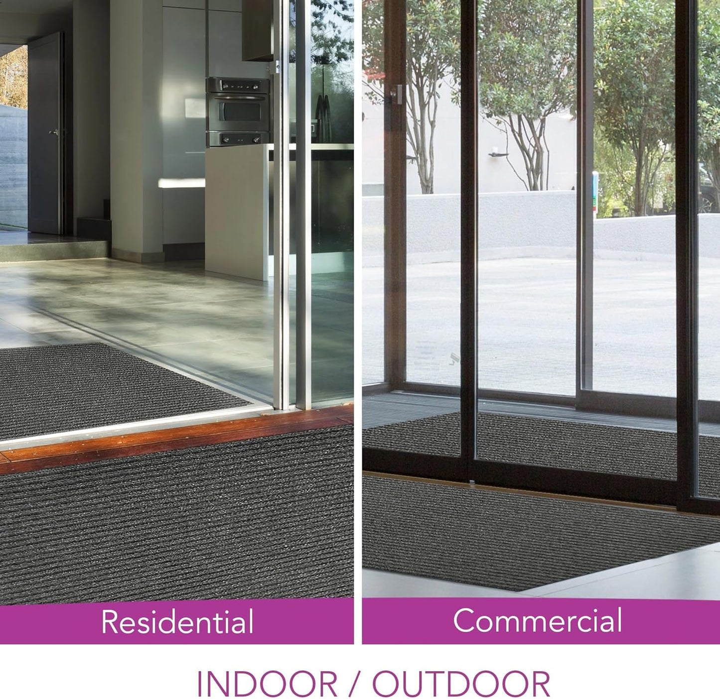 iCustomRug Spartan Weather Warrior Duty Indoor/Outdoor Utility Ribbed in 3ft,4ft,6ft Widths 70 Custom Sizes with Natural Non-Slip Rubber Backing 4'X80' in Charcoal