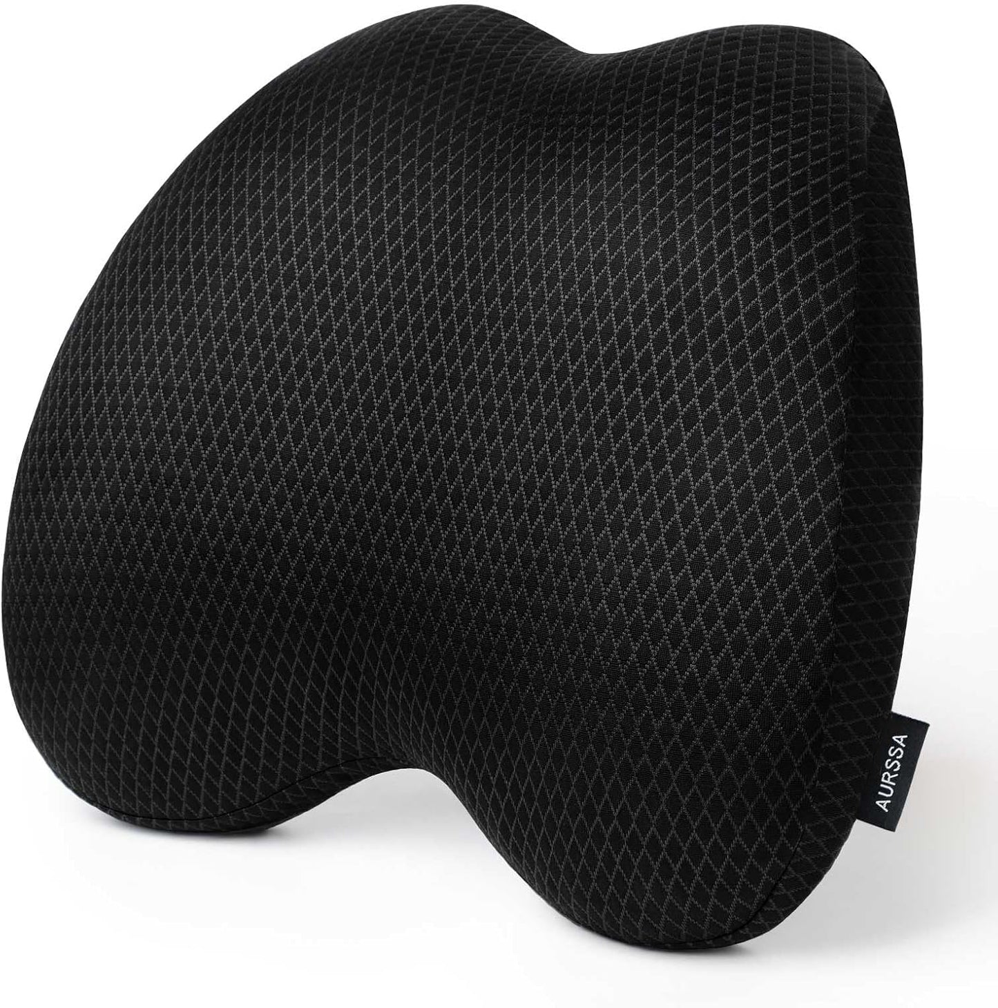 Lumbar Support Pillow Office Chair Car Back Pillow Ergonomic Lower Back Pain Relief Breathable Air Fiber Cushion with Hours Sitting on Worker Driver & Handicapped, Adjustable Strap (Black)