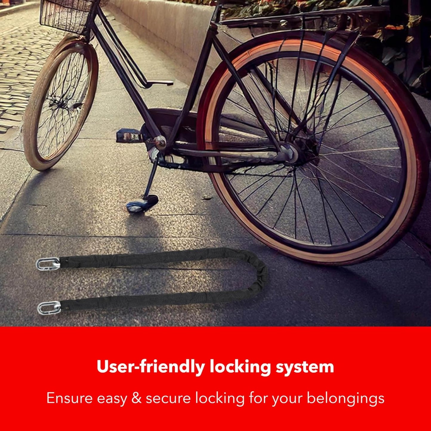 Heavy-Duty Chain Lock – 3.94ft Hardened Steel, 10mm Cut-Resistant Links, PVC Weatherproof Coating – Ultimate Anti-Theft Protection for Bikes, Motorcycles, Gates & Fences, High-Security Design