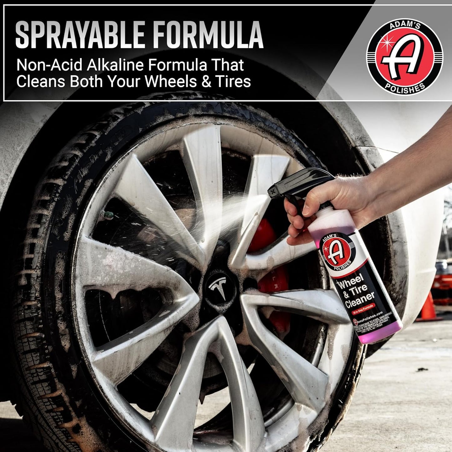 Adam's Wheel & Tire Cleaner (16oz, 2-Pack) - Professional All in One Tire & Wheel Cleaner Car Wash Well Cleaning Spray for Car Detailing, Safe On Most Rim Finishes