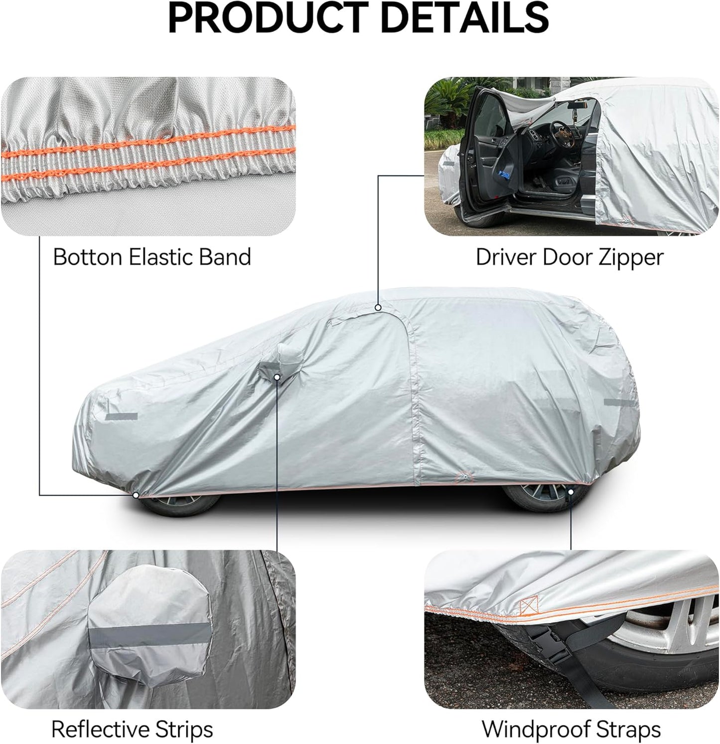 7-Layer Waterproof SUV Car Cover Fit for Honda CRV CR-V (2006-2024),Snowproof Outdoor Car Cover for Automobile All Weather with Door Zipper & Inner Cotton