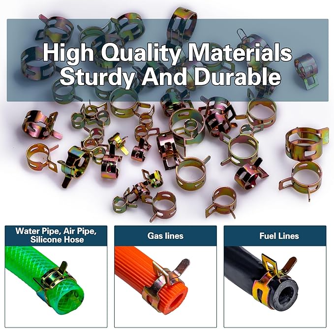 Spring Pipe Clamps340PCS, With Spring Pipe Clamp Tools, 12 Sizes 6-22mm Spring Hose Clamps, Used To Fix Hose Interfaces In Automotive, Marine, Gardening, Industrial Applications