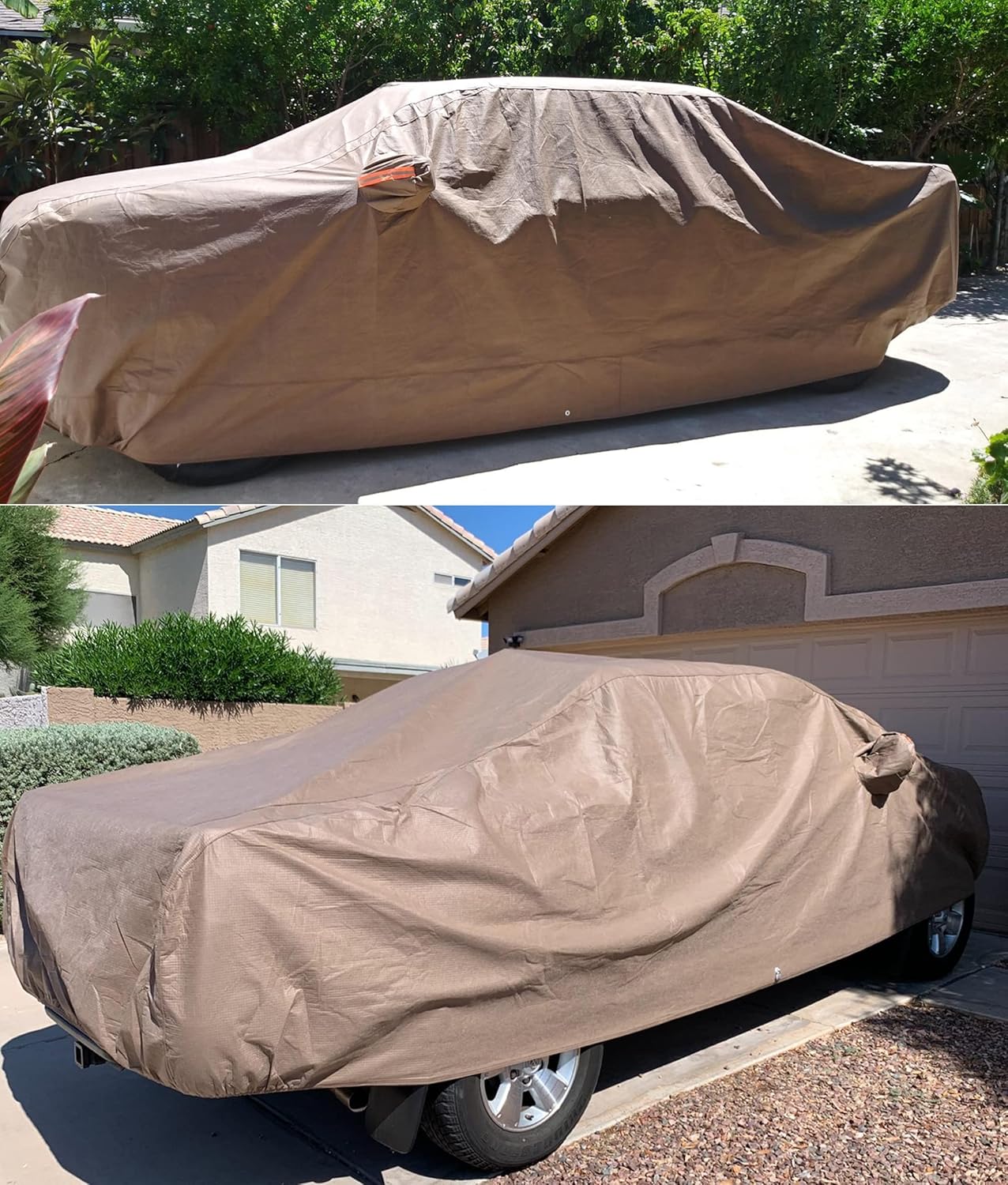 Tecoom Thick Shell Truck Pickup Car Cover Waterproof Windproof with Straps Buckles Antenna Patch Fit for Ford F150 Ram 1500 Chevy Silverado Toyota Tundra GMC Sierra Full Size Truck Length Up to 245"