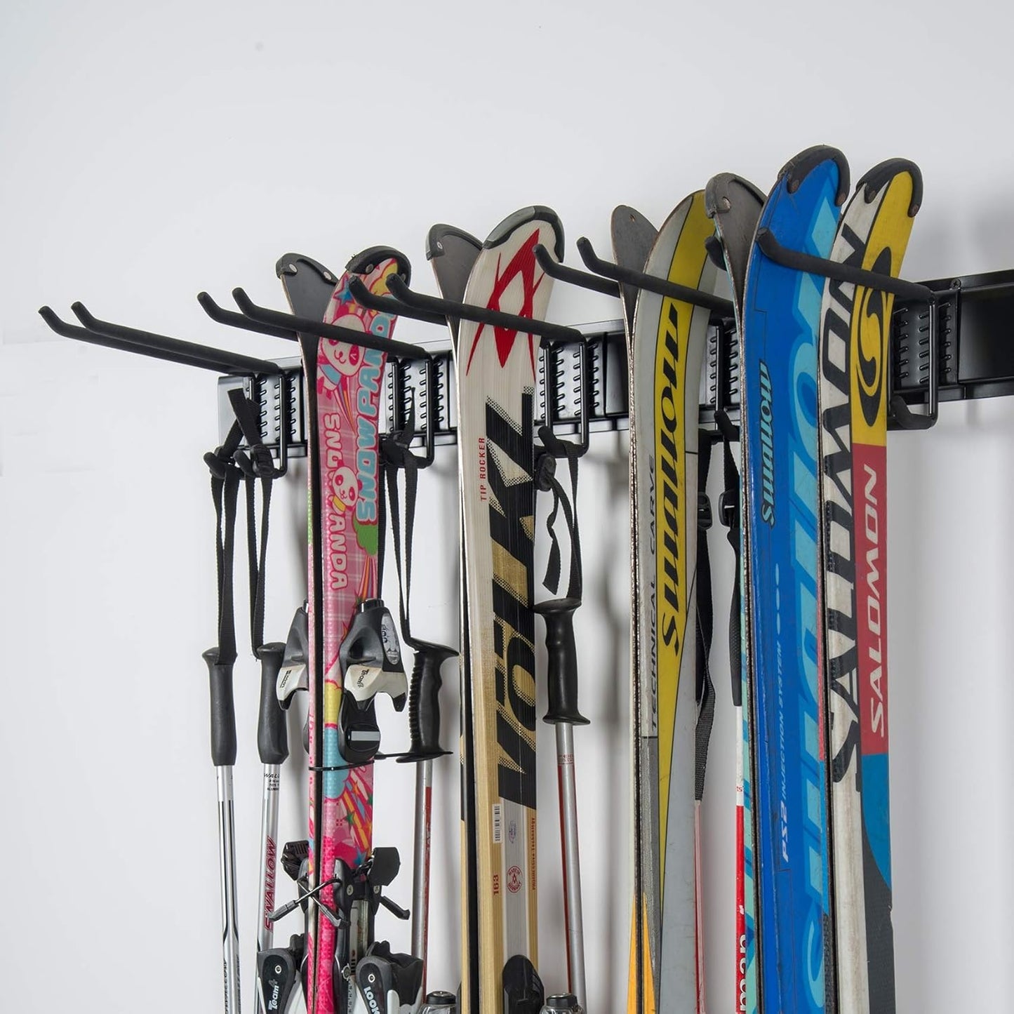 WALMANN Garage Storage Organization System Ski Wall Rack 10 Pairs of Skis Mount Hanger Home Shed and Garage Snowboard Wall Rack System Holds Up to 300lbs