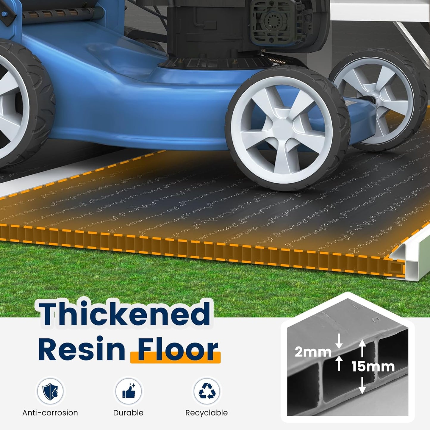 UDPATIO Resin Storage Shed 8 x 6 FT, Outdoor Garden Sheds with Floor Plastic Patio Outdoor Storage Shed with Lockable Door, Gray White