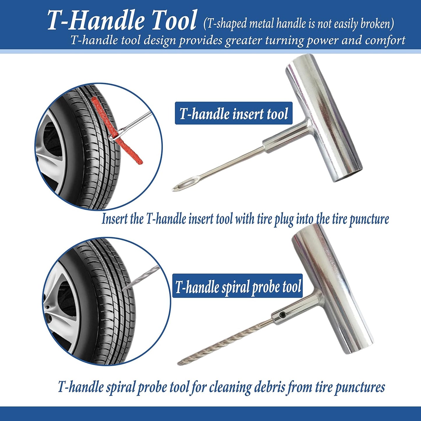 Tire Repair Kit, 68pcs Heavy Duty Tire Plug Kit, Universal Tire Repair Tools Flat Tire Puncture Repair for Car, Motorcycle, Truck, SUV, RV, ATV, Tractor, Trailer Fix Punctures and Plug Flats Patch Kit