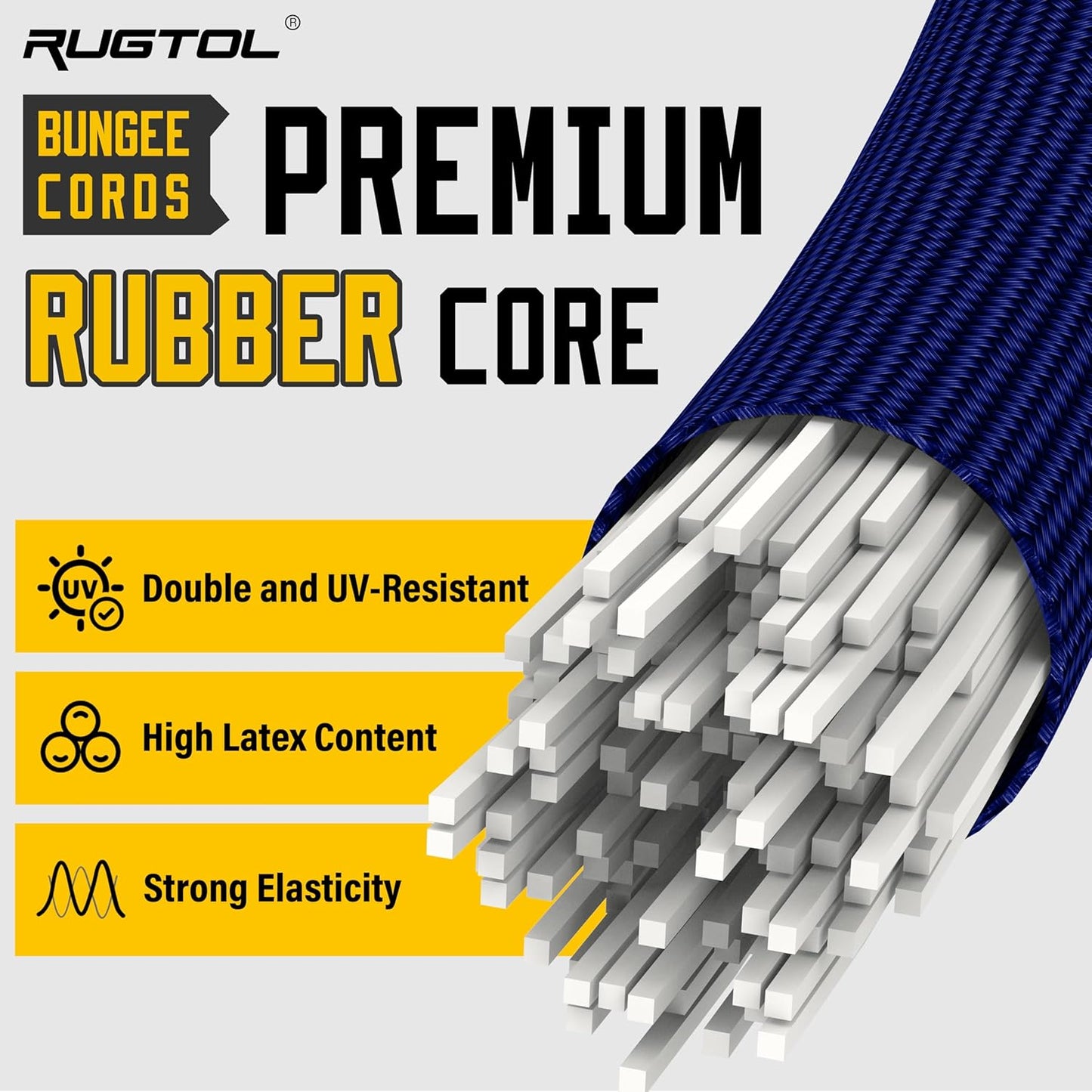 Bungee Cords with Hooks, 36 Inch Blue Adjustable Bungee Cords with Carabiner Heavy Duty Outdoor, Super Elastic Easy to Adjust Bungee Rope UV Resistant for Tarp, Bike Rack, Garden, Moving, 6 Pack