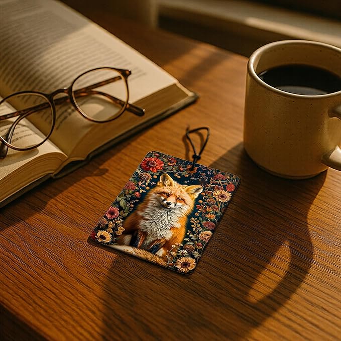 Boho Nature-Inspired Fox Illustration Card Car Air Freshener 4 Pcs,Rustic Farmhouse Woodland Animal Card Air Freshener Hanging for Cars Books Closet Drawer, Witchy Car Accessories for Women Men