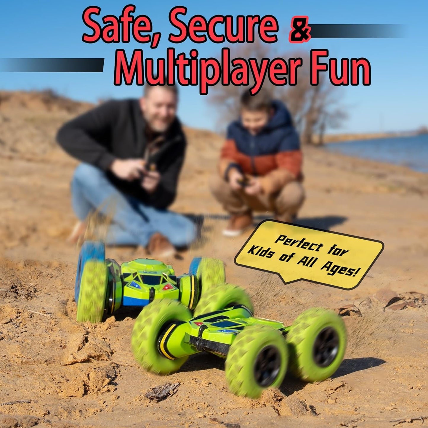 Threeking RC Stunt Car Remote Control Cars with Lights Double-Sided Driving Indoor Outdoor Toys Gifts Presents for 6 7 8 9 10 11 12 Year Old Kids Boys Girls