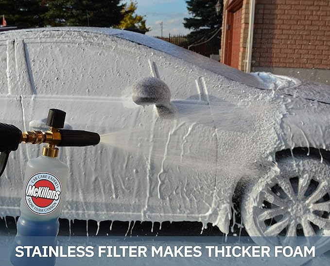 McKillans Car Wash Foam Cannon for Pressure Washer - Snow Lance Soap Dispenser for Car Washing with Adjustable Thick Foam - Including 1/4 Quick Connector