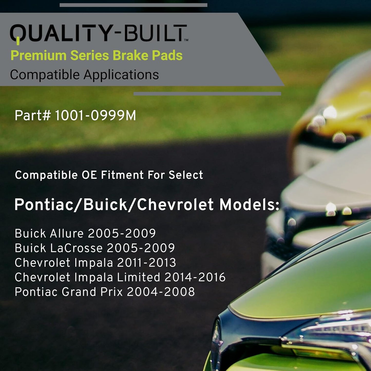 Premium Semi-Metallic Rear Brake Pads (1001-0999M) Compatible with Buick Allure 2009-2005, LaCrosse 2009-2005, Chevrolet Impala 2013-2011, Impala Limited 2016-2014 & More