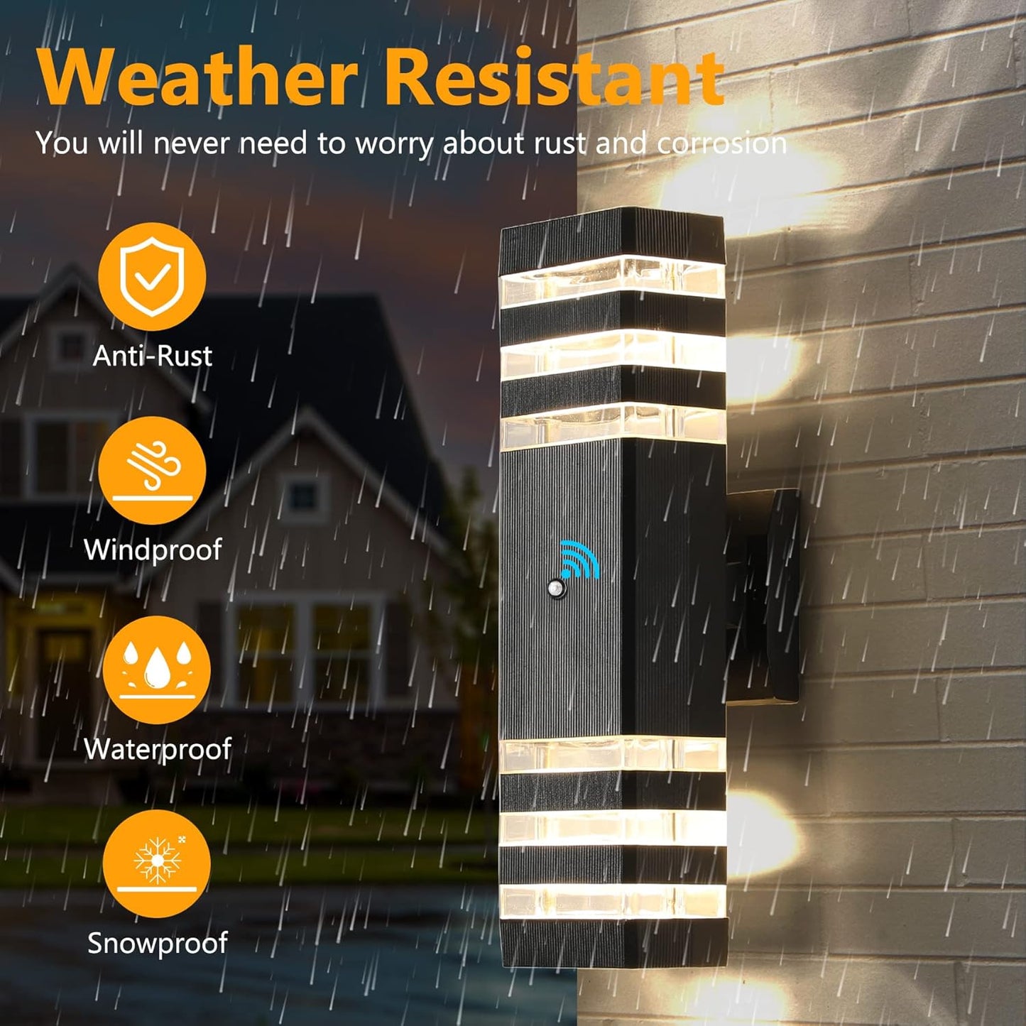 tewei 4 Pack Dusk to Dawn Outdoor Light Fixture, Black Exterior Wall Lights Up and Down Porch Lights Outdoor Wall Mount Waterproof Aluminum Outside Lights for House Garage, 3-Layer, 3000K