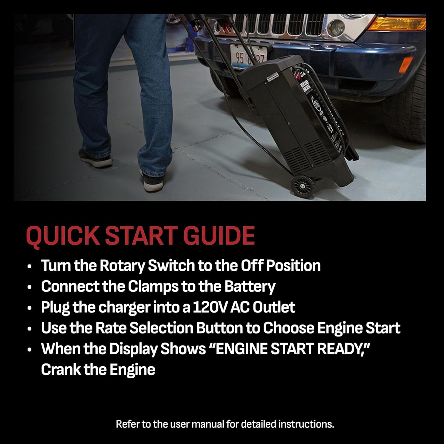 Schumacher Electric Wheeled 6A Car Battery Charger and 275A Engine Starter, 6-in-1 Solution for 6V/12V Batteries, Battery Maintainer, 40A Boost, SC1326, For Power Sport, Automotive, & Marine Batteries