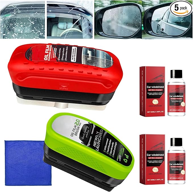 Automotive Oil Film Cleaning Brush,Glass Cleaning Board for Windshield,Car Windshield Cleaner,Glasss Oil Film Remover,Universal Glass Cleanings Wipe Board,2.0 Car Oils Films Cleanings Brush (2PCS Set)
