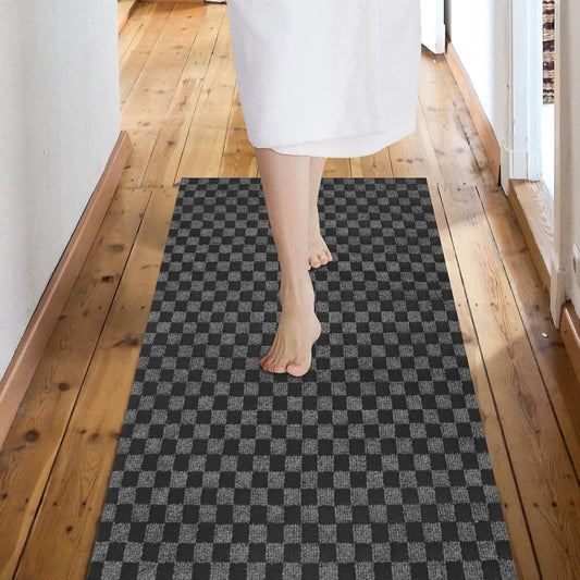 Custom Size Backed Non-Slip Area Rugs Runner, Easy Clean, Waterproof Runner Rugs for Hallway Entryway, Kitchen, Laundry, 4FT x 43FT, Gray Checkered