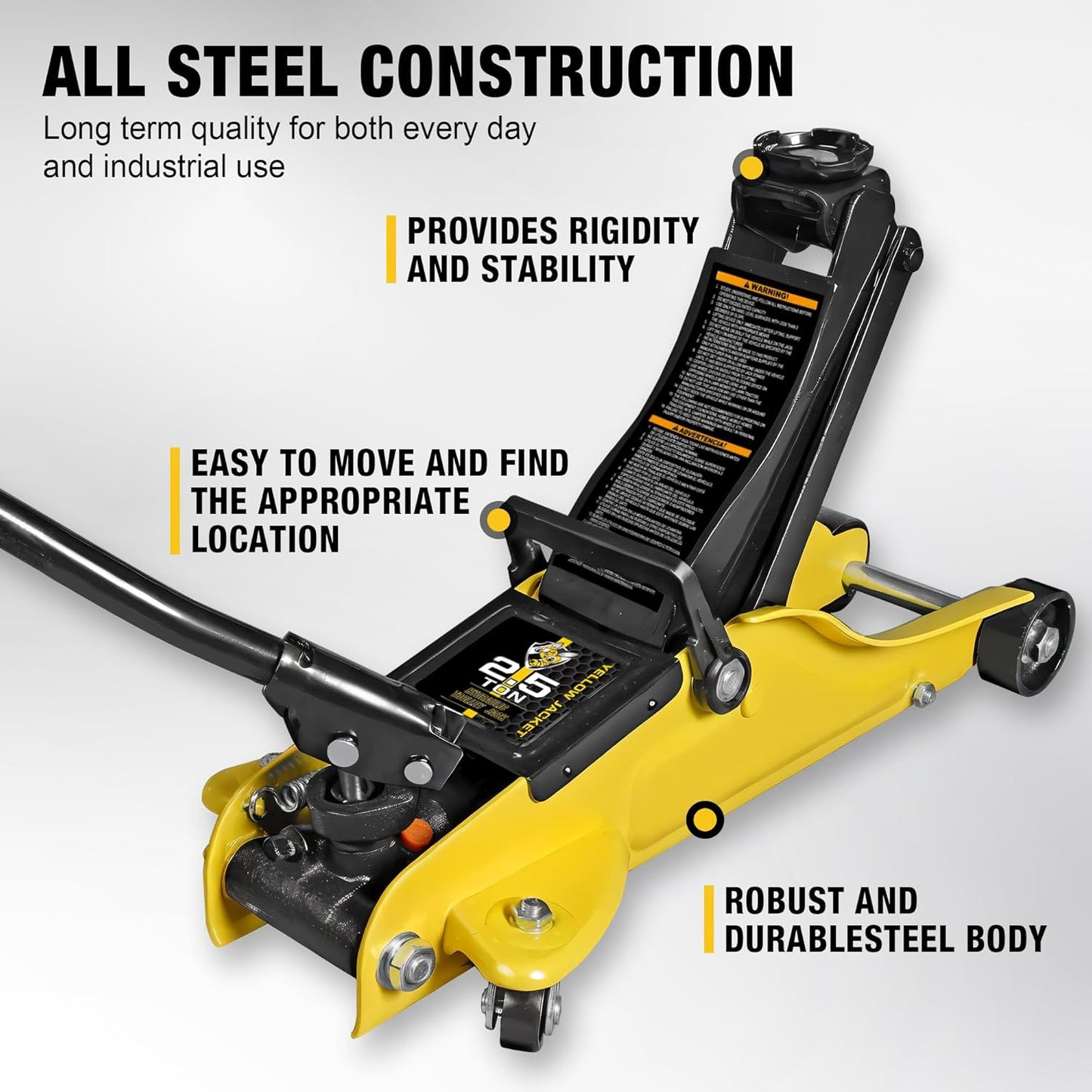YELLOW JACKET 2.5 Ton Trolley Jack with Carrying Case Hydraulic Low Profile Floor Jack for Cars Lift with Single Piston Lift Pump, 5500 lb Capacity…