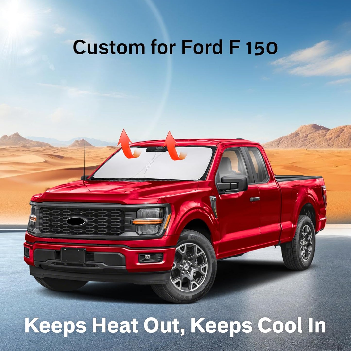 for Ford F-150 2022-2024 2025 EcoNour Car Windshield Sunshade with Storage Pouch - Front Window Sun Protector for UV & Sun Heat - Car Interior Fit Ford F-150 Accessories