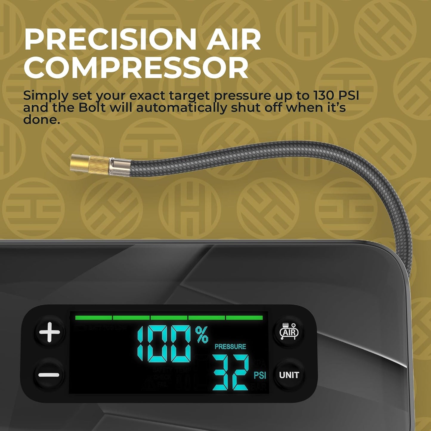 HALO Bolt Ultimate 3 Portable Car Battery Jump Starter | 130 PSI Air Compressor, 55.5Wh USB Power Bank, Large Display, Emergency Floodlight & Charger, Jumps Cars SUVs & Trucks, Inflates Tires — Cobalt