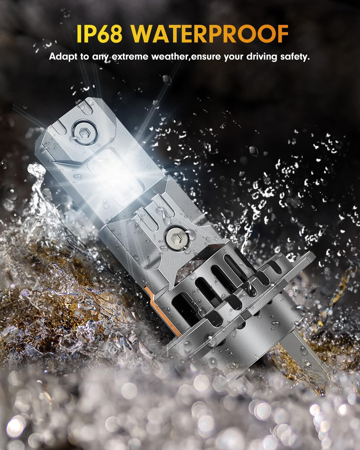 FAHREN Upgraded H7 Bulbs, 60000LM 1000% Ultra Bright 6500K White Light, Mini Size No Adapter Needed, Plug and Play HID H7 Fog Lights, IP68 Waterproof, Pack of 2