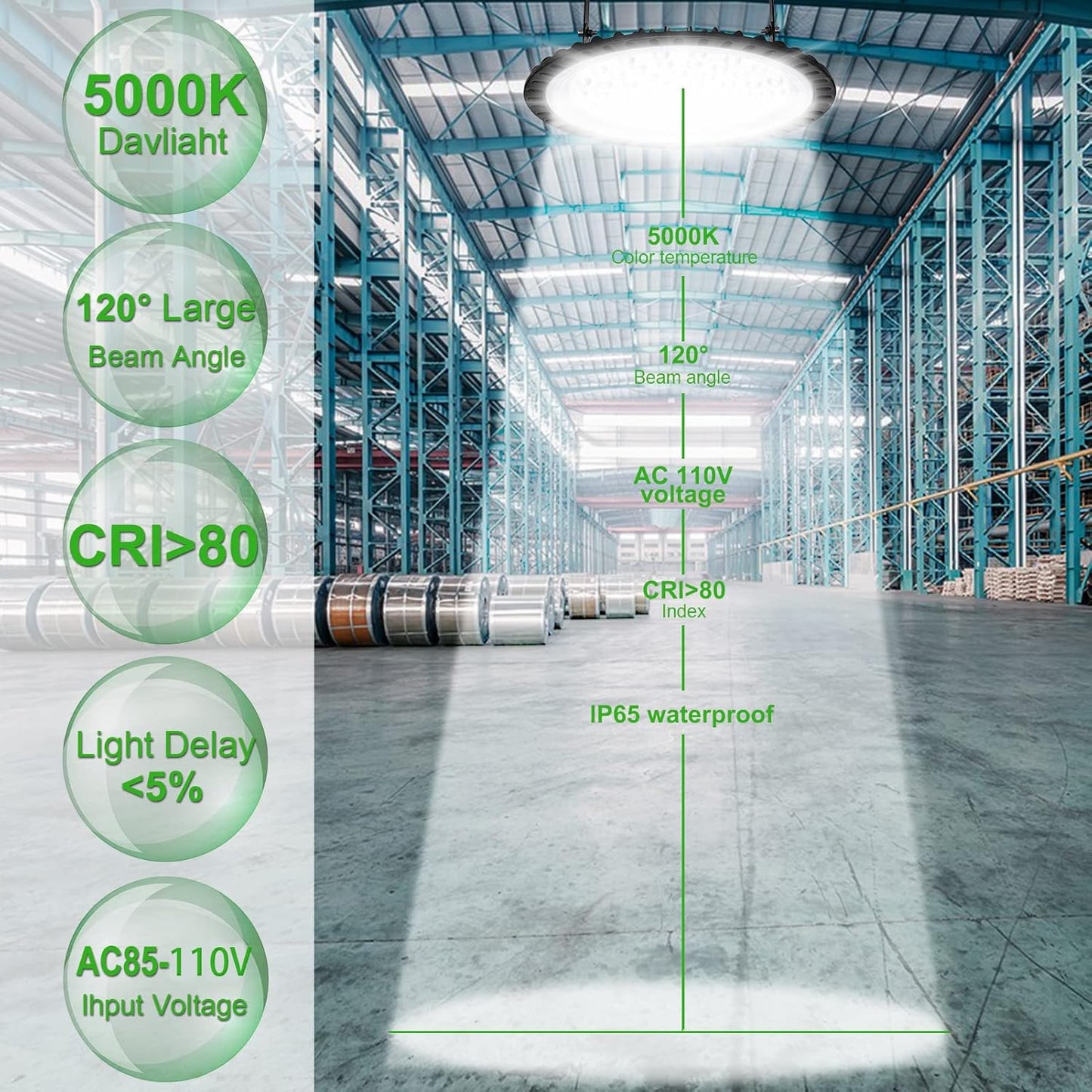 Viugreum 10 Pack 200W UFO LED High Bay Light, 20000LM 6500K Daylight White LED Warehouse Lighting, IP65 Waterproof Commercial Bay Lighting for Garage Barn Workshop