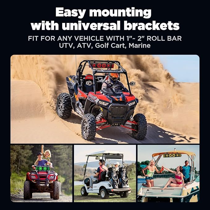 Ehaho 25 Inch UTV Sound Bar, ATV SoundBar Bluetooth with RGB Lighting, IP66 Waterproof Golf Cart Sound Bar, Amplified Powersports SXS SoundBar, UTV Speakers Compatible with Polaris RZR Can-Am