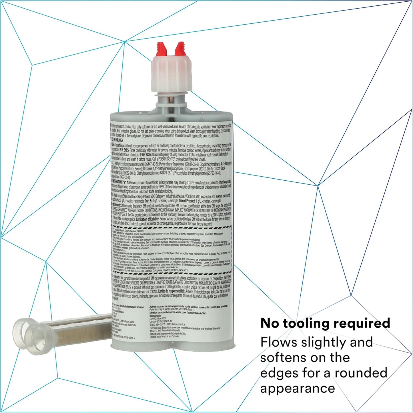 3M Factory-Match Seam Sealer, 08323, Black Color, Two-Part, Medium/High Viscosity Urethane, 200 mL/6.75 fl oz Cartridge