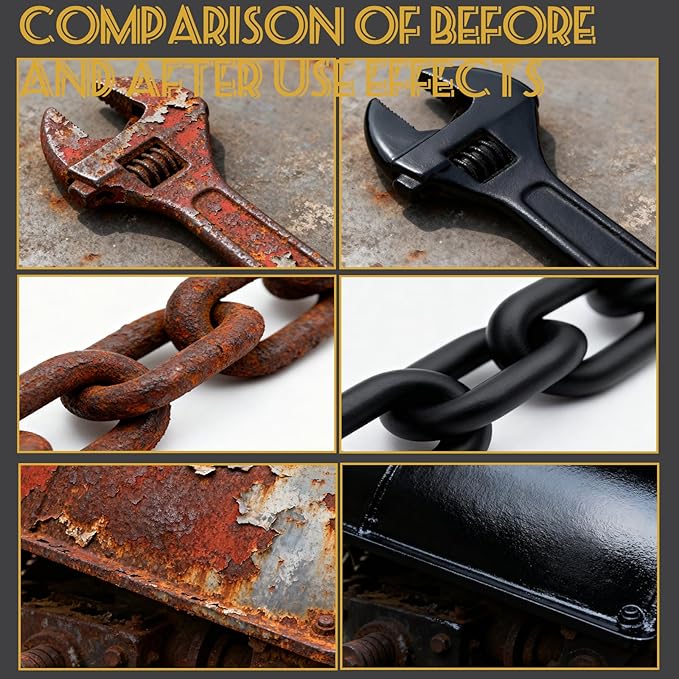 4-in-1 Upgraded Rust Converter & Metal Primer,0.26Gal/34.64Fl.oz Black Rust Inhibitor Paint for Metal, Heat Resistance & UV Resistant Automotive Water Based Rust Reformer Rust Paint