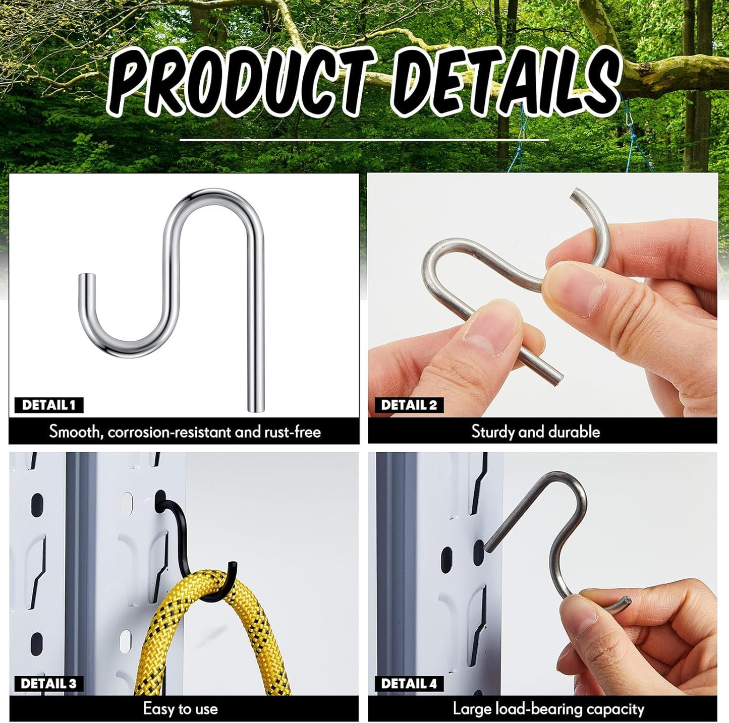 Blulu 20 Pcs 2'' Long Shed Hooks Shed Accessories for Hanging Heavy Duty Individual Utility Hooks Universal Wall Mounted J Utility Hangers for Tools Shovels Rakes Storage (Silver)