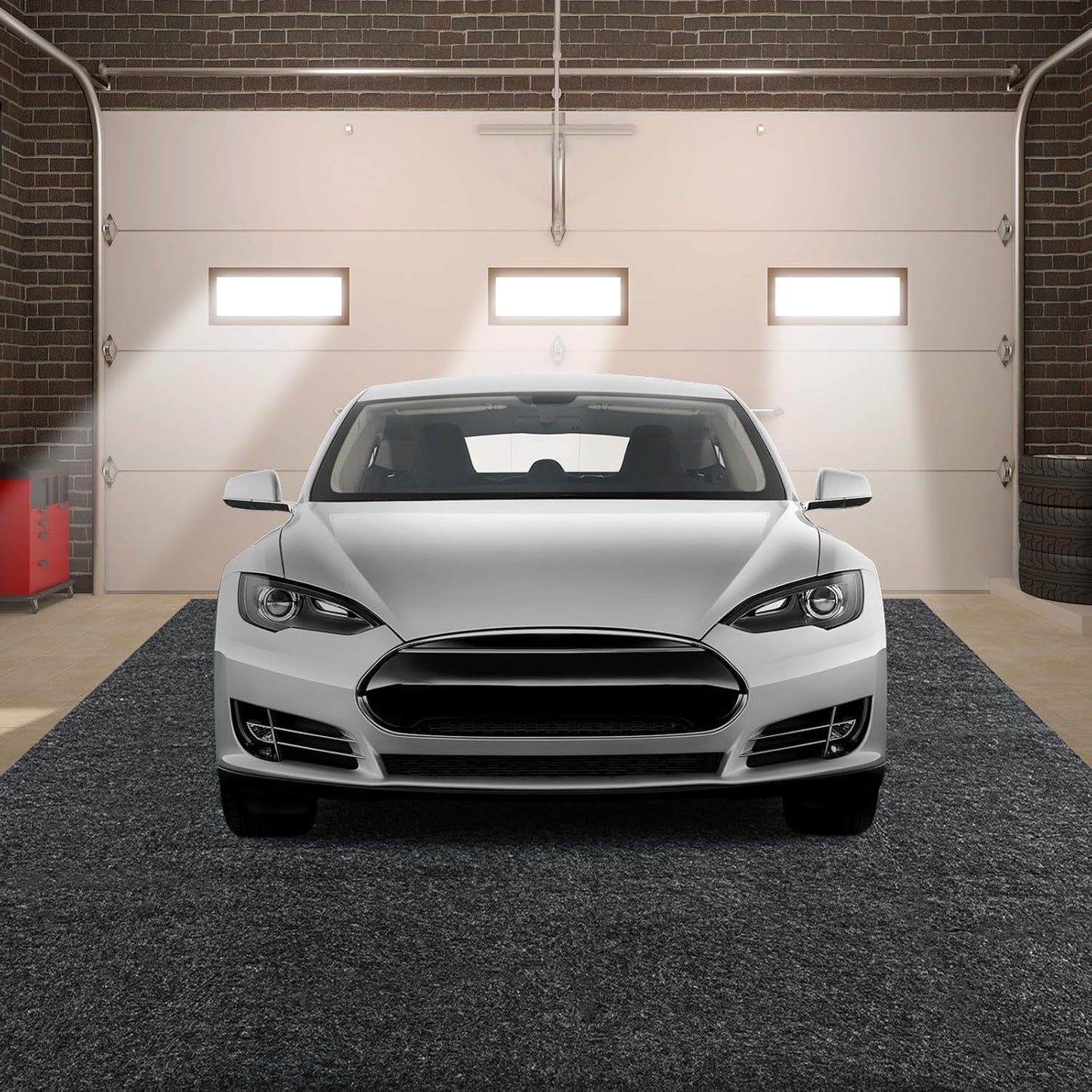 MABOZOO Garage Floor Mat 14.7x7.7 Ft, Extra Large Garage Carpet Rug, Reusable Absorbent Oil Spill Mat, Washable Parking Flooring Rug for Under Car, Protects from Spills, Drips and Stains