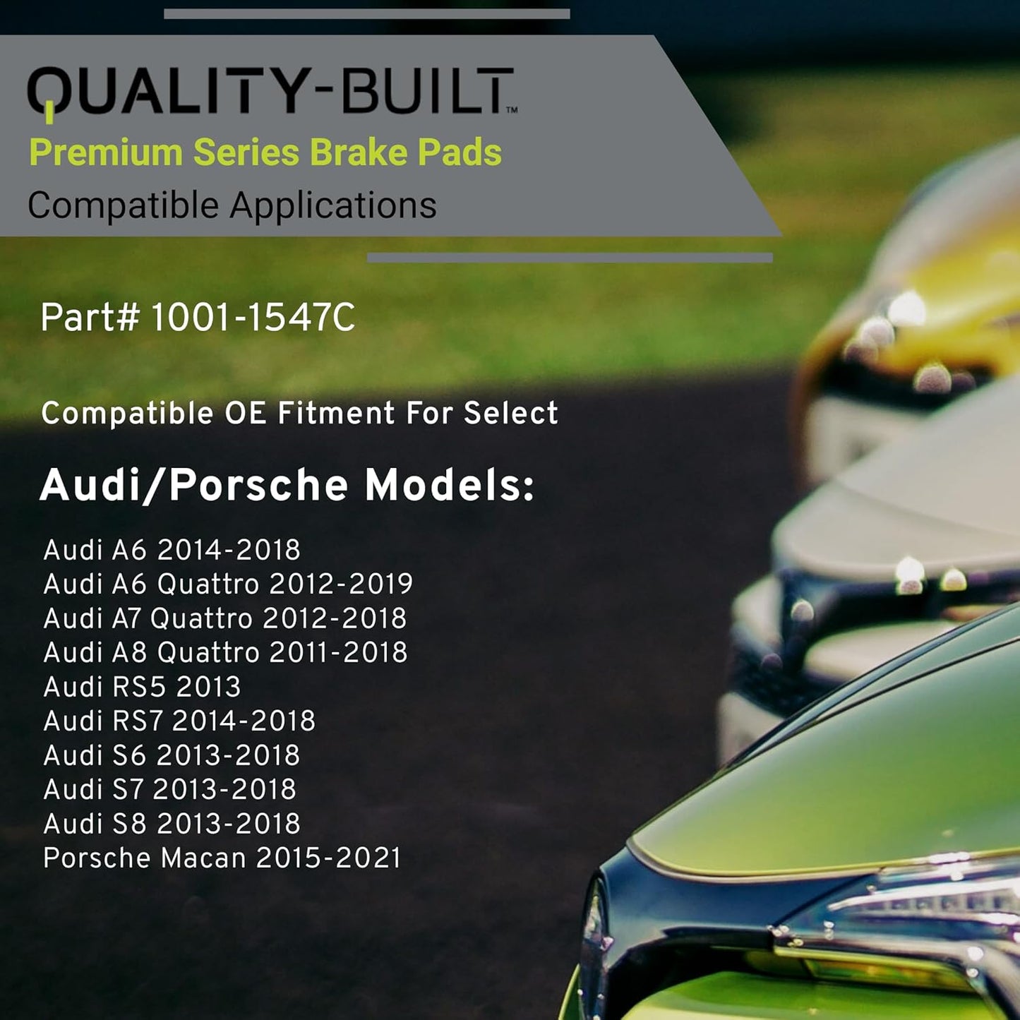 Premium Ceramic Rear Brake Pads (1001-1547C) Compatible with 2011-2021 Audi/Porsche (A6/A6 Quattro/A7 Quattro/A8 Quattro/Macan/RS5/RS7/S6/S7/S8)