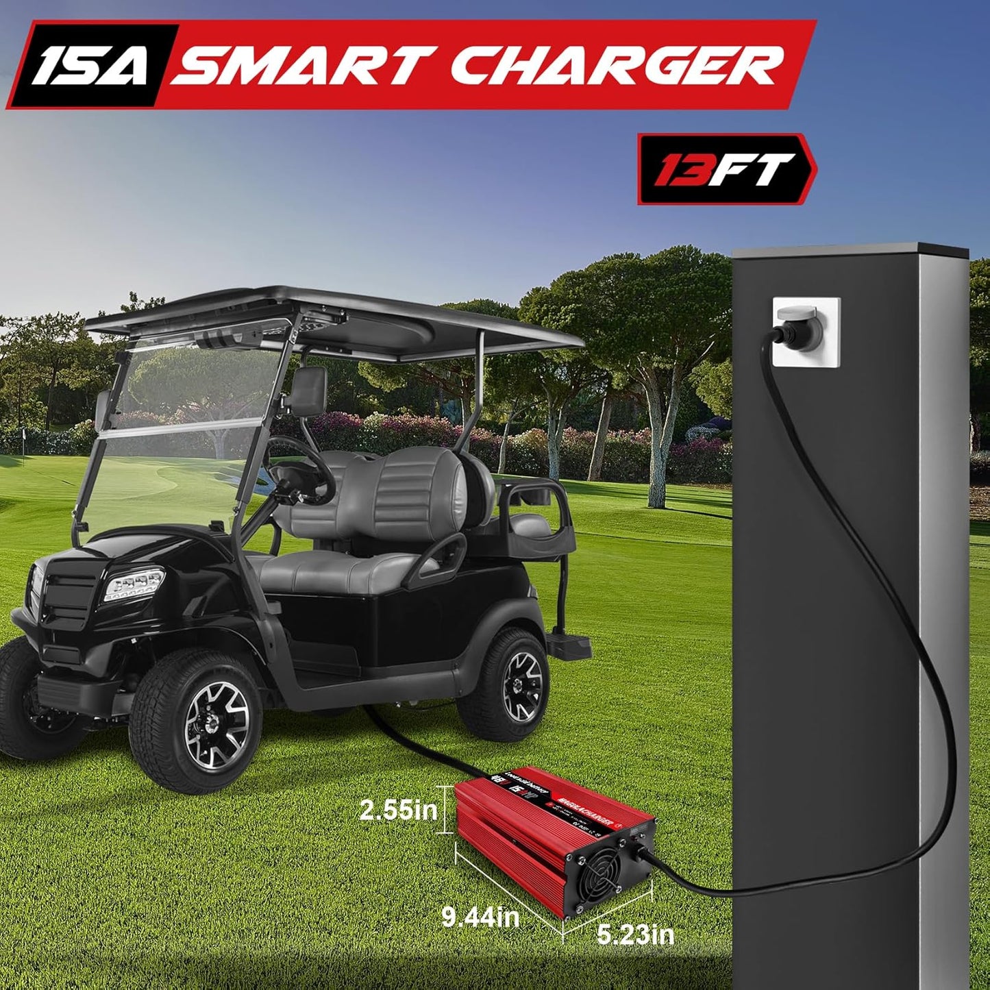 Magula 48 Volt 15 Amp Golf Cart Battery Charger for Club Car DS&Precedent,with Trickle Charge,Only 5 Lbs, 4-6 H Full Charge,Replace Club car Charger 48 Volt