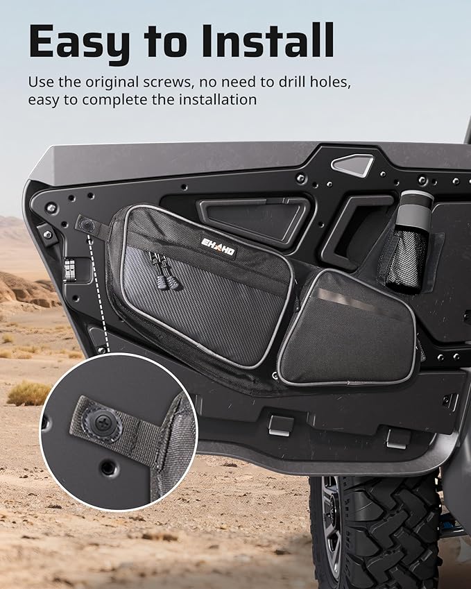 Ehaho 2026 2025 2024 RZR 1000 XP Front Door Bags, Large Space UTV Storage Side Tool Bags Waterproof Scratch-Resistant Wear Resistant Zippers Compatible With 2024/2025/2026+ Polaris RZR XP 1000/4 1000