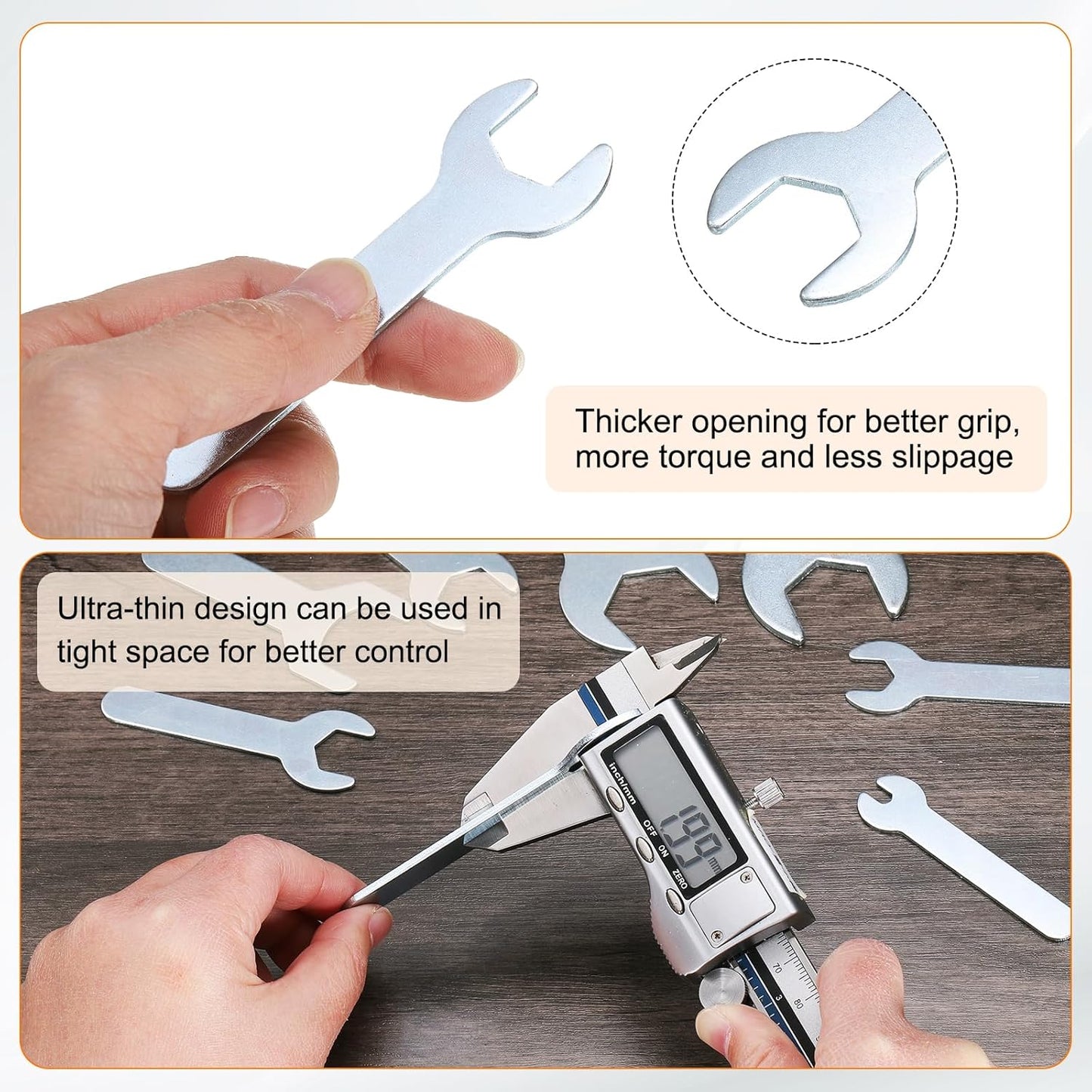 HARFINGTON 10pcs Small Wrench 16x95x2mm Metric U-Shaped Single Open Ended Spanner Super Thin Flat Head Galvanizing Wrench for Automotive Repair Furniture Assembly