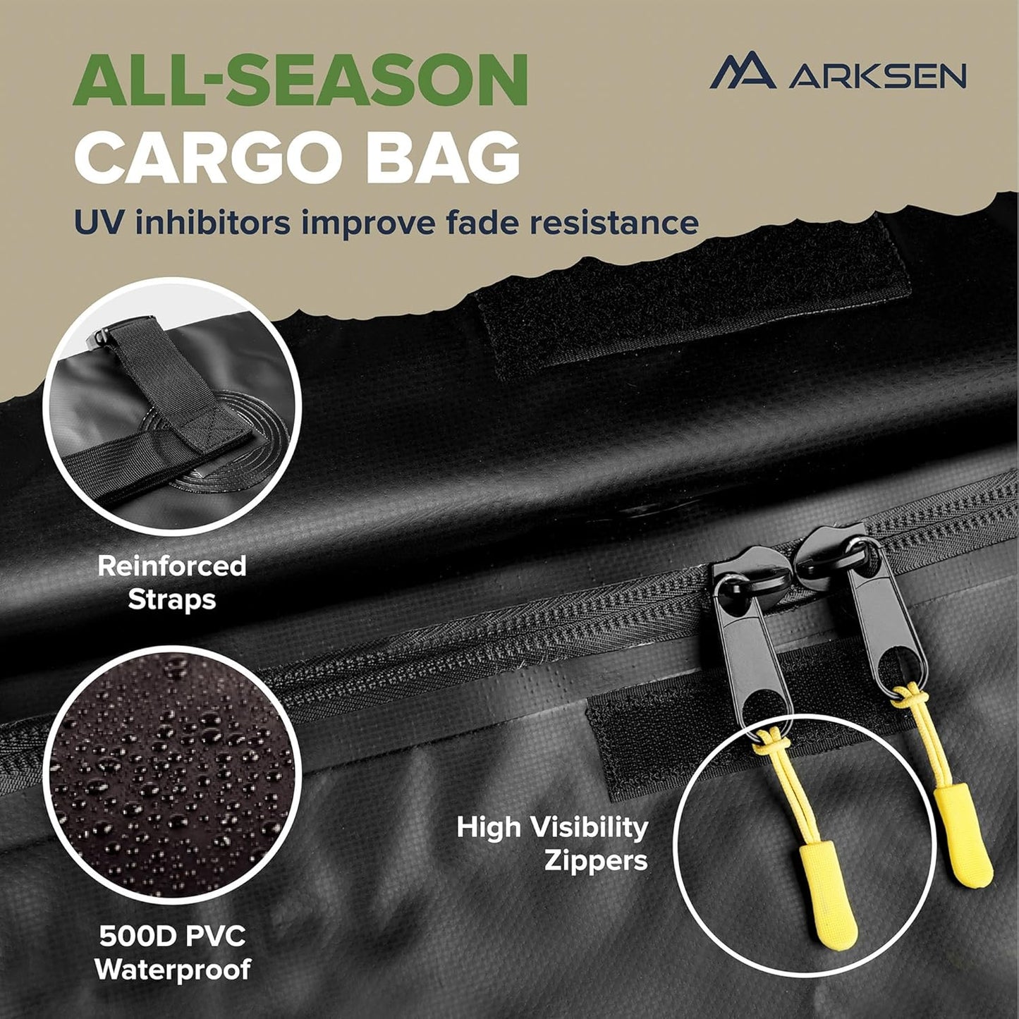 ARKSEN 30 x 50 x 6 Inch Universal Extra Wide 150LB Heavy Duty Roof Rack Cargo with 500D PVC Waterproof Cargo Bag, Car Top Luggage Holder Carrier Basket for SUV, Truck, & Car Steel Construction