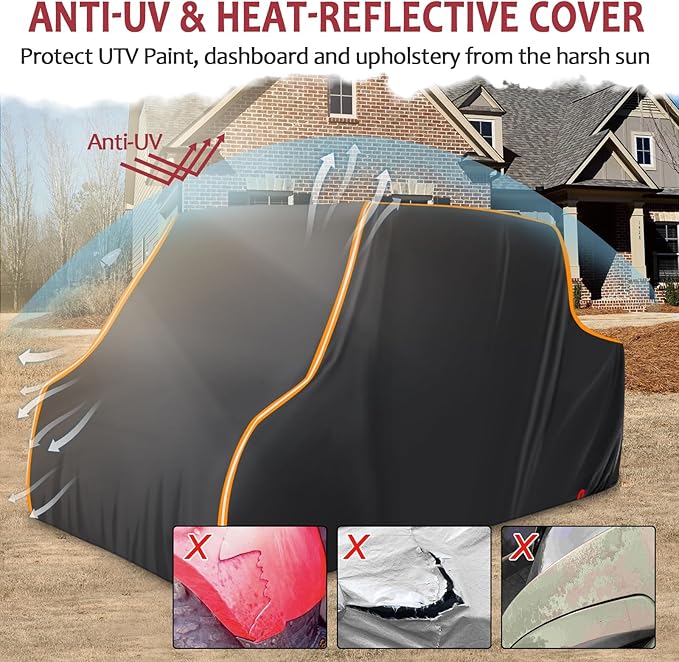 StarknightMT UTV Cover 4 Seater, Waterproof Cover Compatible with Polaris Ranger Crew 1000 900 570 800 General RZR Talon Teryx 4-Door with Reflective Strips Heavy-Duty 420D UTV Full Weather Cover
