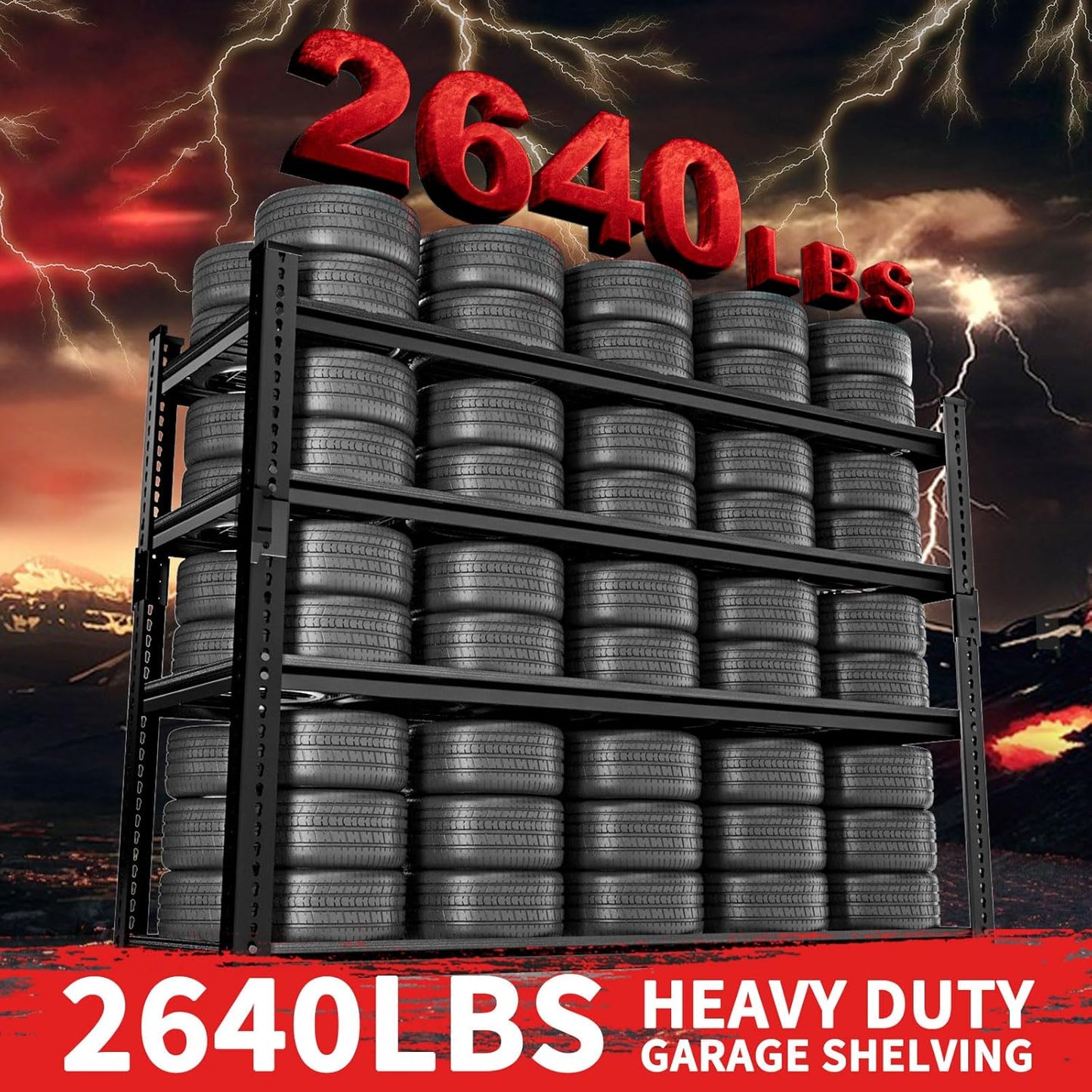 Storage Shelves 4PCS, Garage Shelving Heavy Duty 2640LBS Capacity, 48"L x 18"W x 60"H Adjustable Metal Shelving Organizer Wire Rack, 4 Tier Utility Shelf Unit for Pantry Closet Warehouse Organization