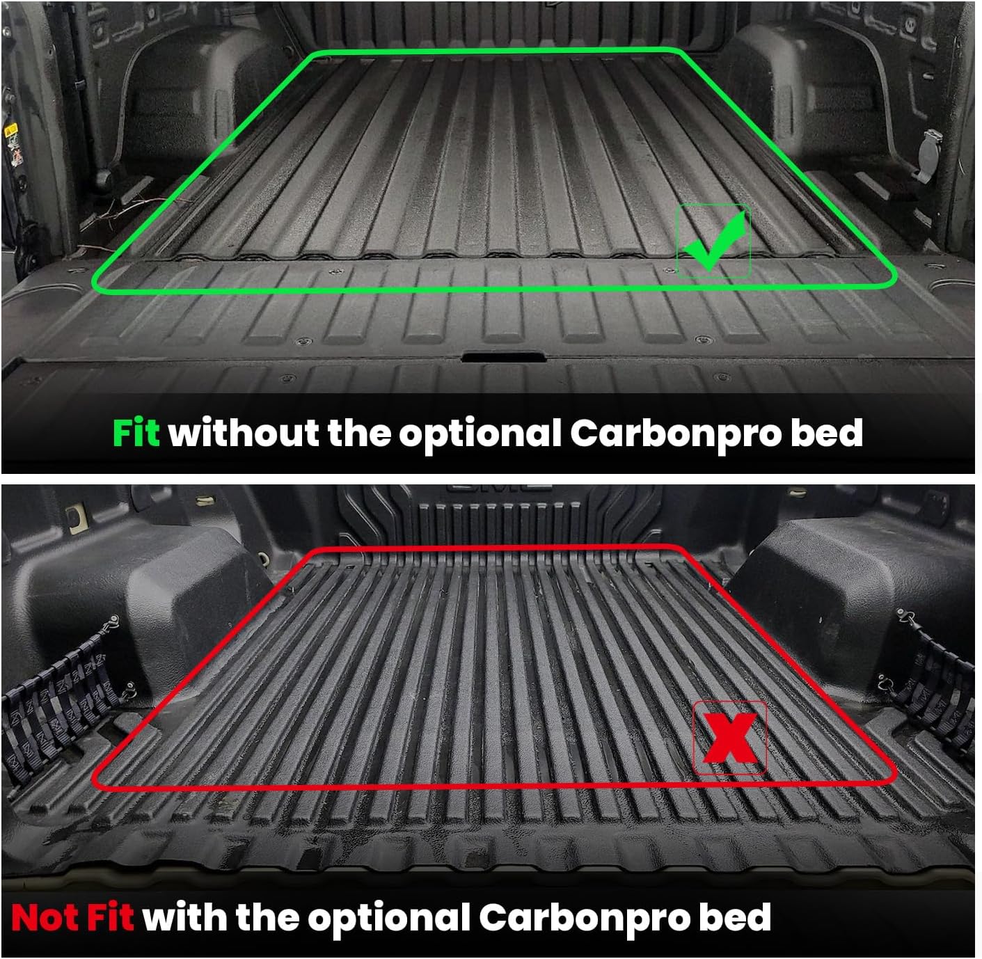 LASFIT Truck Bed Mat 2019-2025 for Chevrolet Chevy Silverado 1500 | GMC Sierra 1500 (Only Fit 5.8FT Bed), Bed Liner for Chevy Silverado GMC Sierra 1500, Not Fit Optional CarbonPro Bed