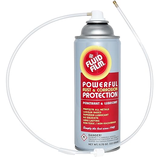 Fluid Film 11.75 Oz Undercoating Protection Aerosol Spray Can 6 Pack, Rust Inhibitor and Prevention, Anti Corrosion and Lubricant, Spray Can Extension Wand