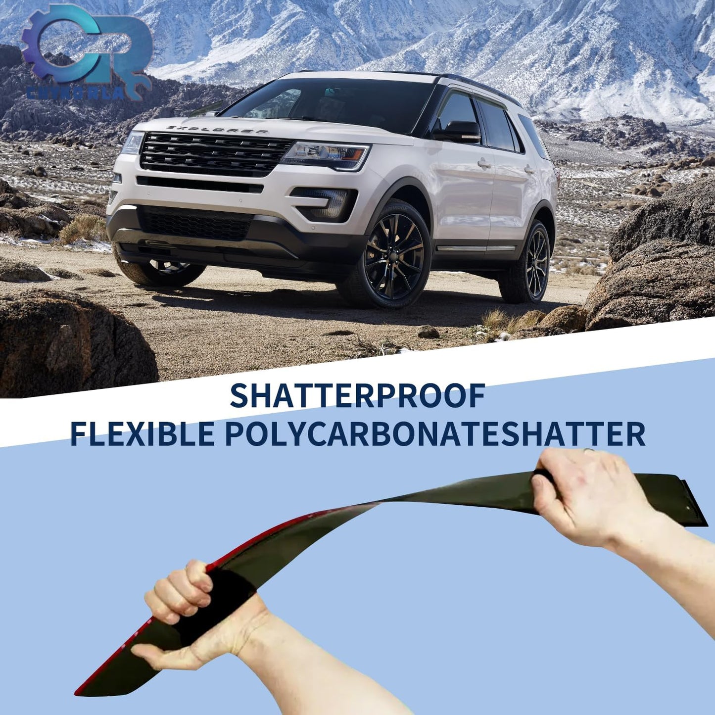 4PCS Rain Guards Window Visor Fit for 2011-2019 Ford Explorer, Tape-on Wind Deflector Shade, Outside Mount Vent Visor Shields, Smoke Tinted, 2012 2013 2014 2015 2016 2017 2018